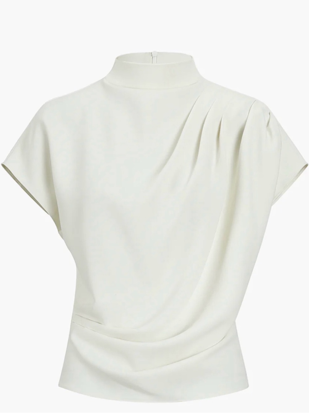 Commense Cream High-Neck Draped Sleeveless Top - Picture 2 of 4